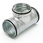 T-stuk 150-125 mm  geperst 90° staalverzinkt met rubberring